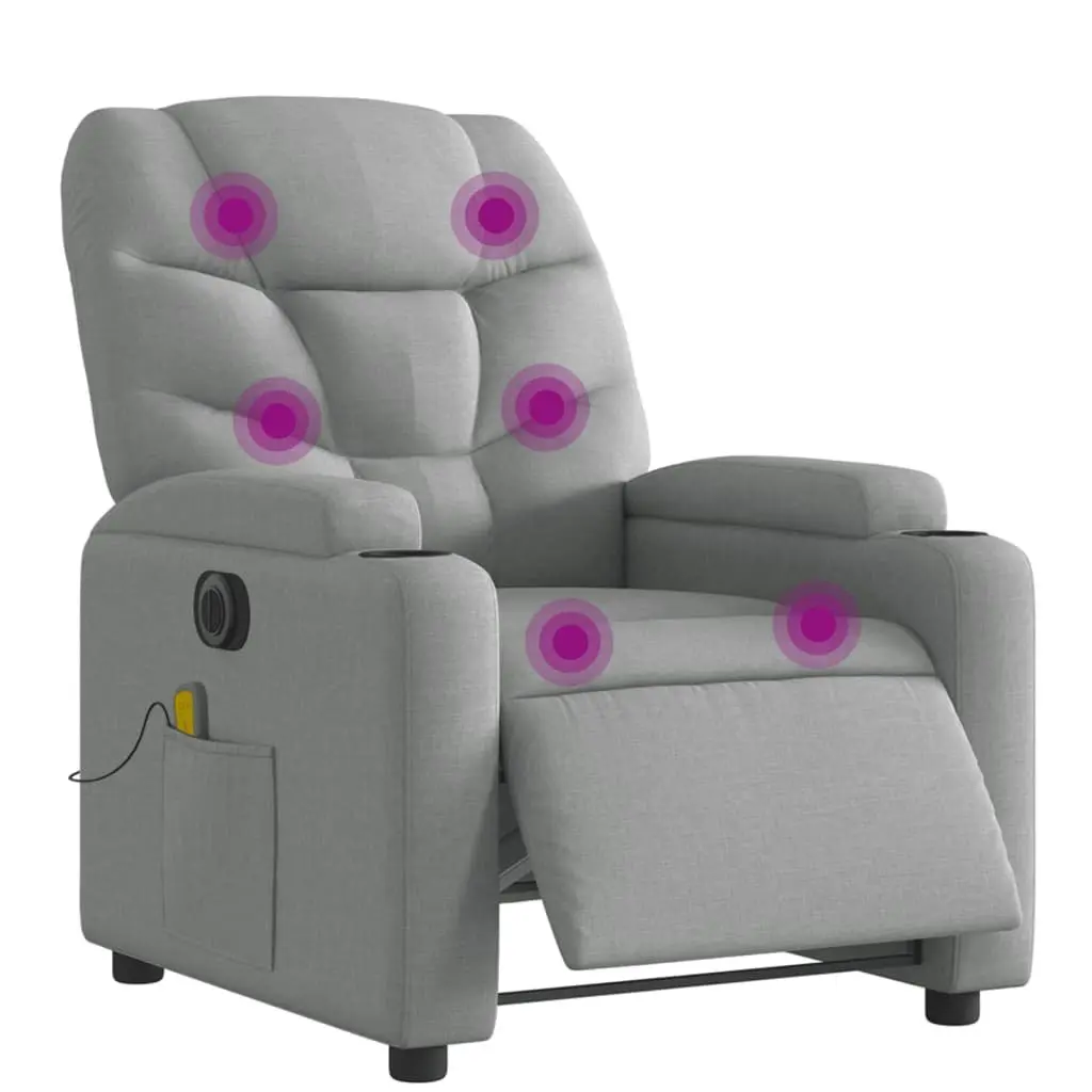 Electric Massage Recliner Chair for Living Room Grey Fabric