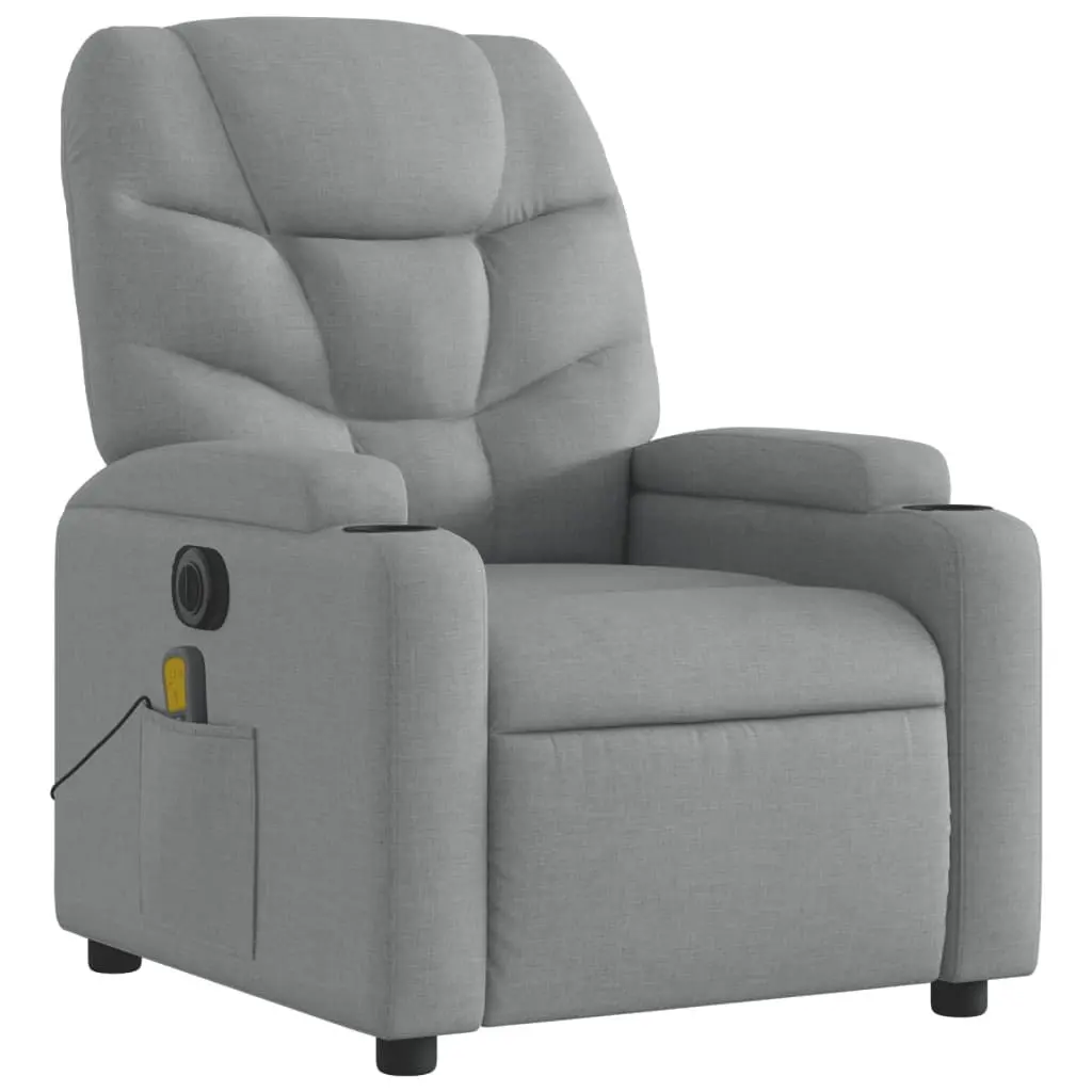 Electric Massage Recliner Chair for Living Room Grey Fabric