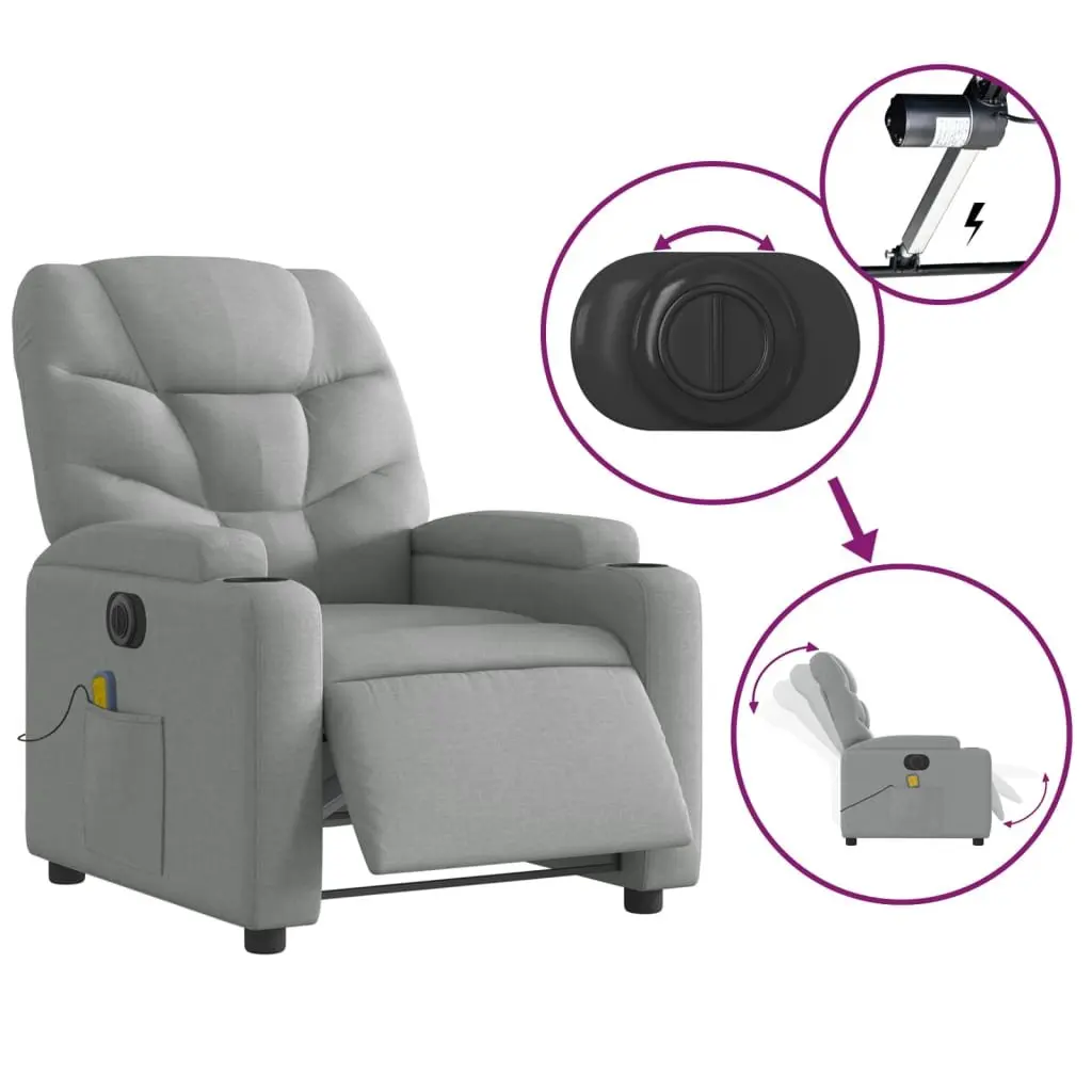 Electric Massage Recliner Chair for Living Room Grey Fabric