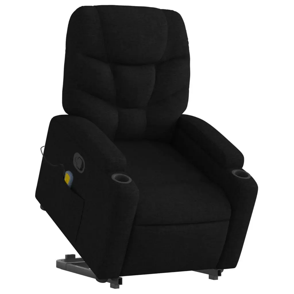 Electric Massage Recliner Chair for Living Room Black Fabric Power Lift