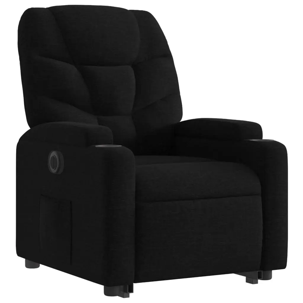 Electric Recliner Chair for Living Room Black Fabric 135 Degrees