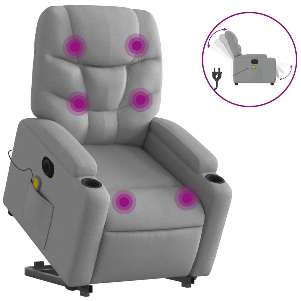 Electric Massage Chair for Living Room Grey Fabric 135 Degrees Recline