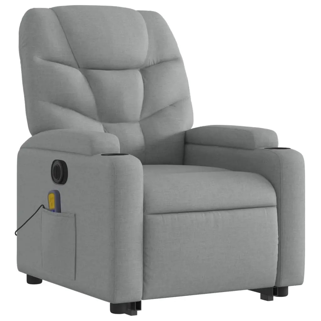 Electric Massage Chair for Living Room Grey Fabric 135 Degrees Recline
