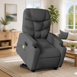 Electric Lift Recliner Chair Massage Armchair Elderly Fabric Stand Up Grey