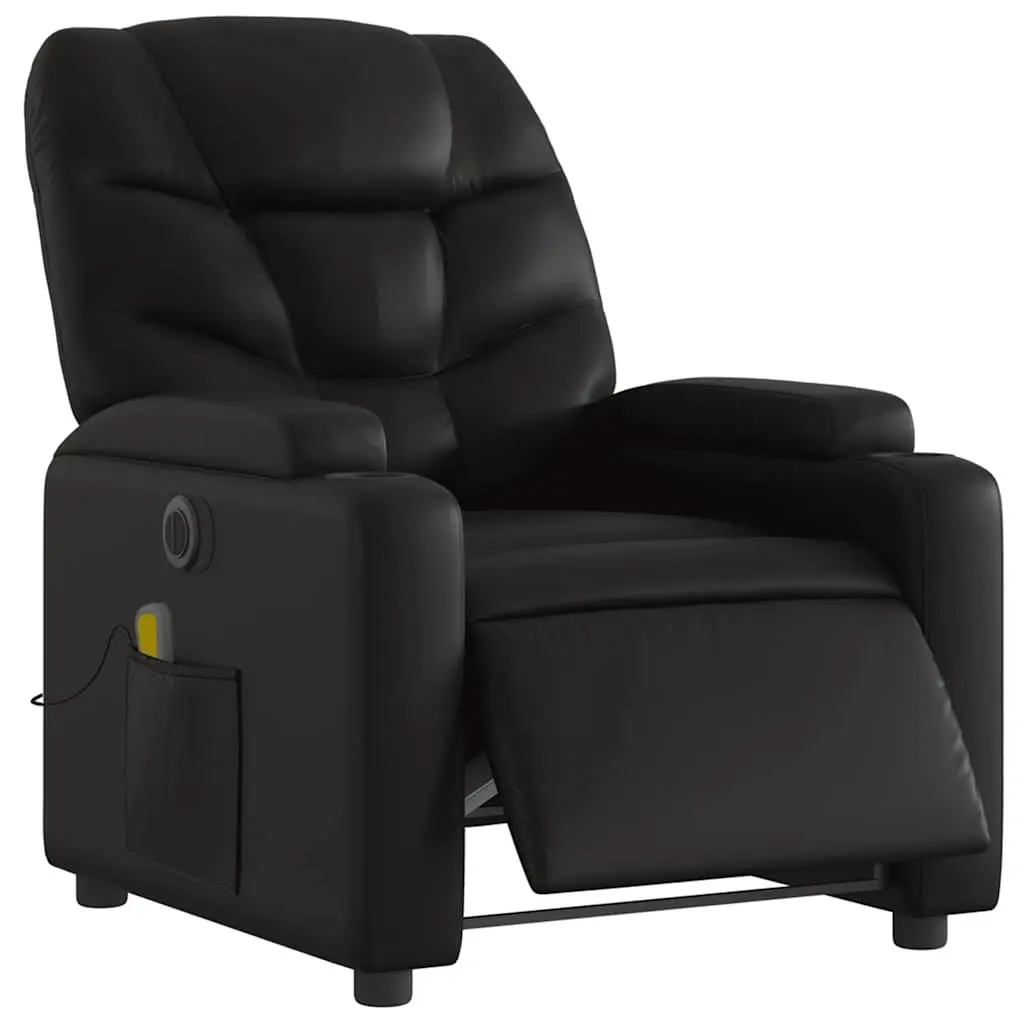 Electric Massage Recliner Chair for Home Use Black Faux Leather