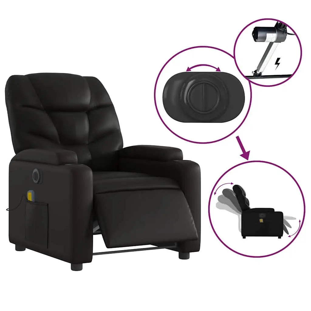 Electric Massage Recliner Chair for Home Use Black Faux Leather