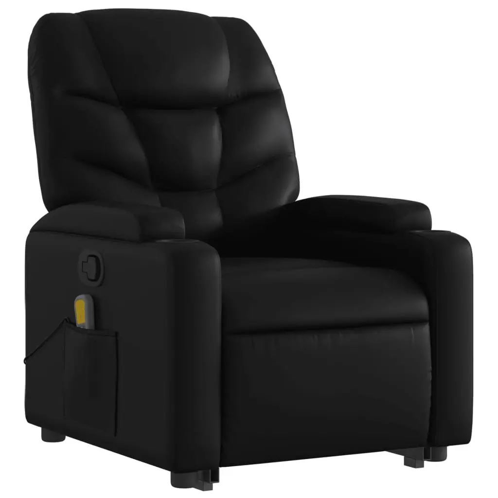 Stand Up Massage Recliner Chair Black Faux Leather Power Lift Electric Armchair