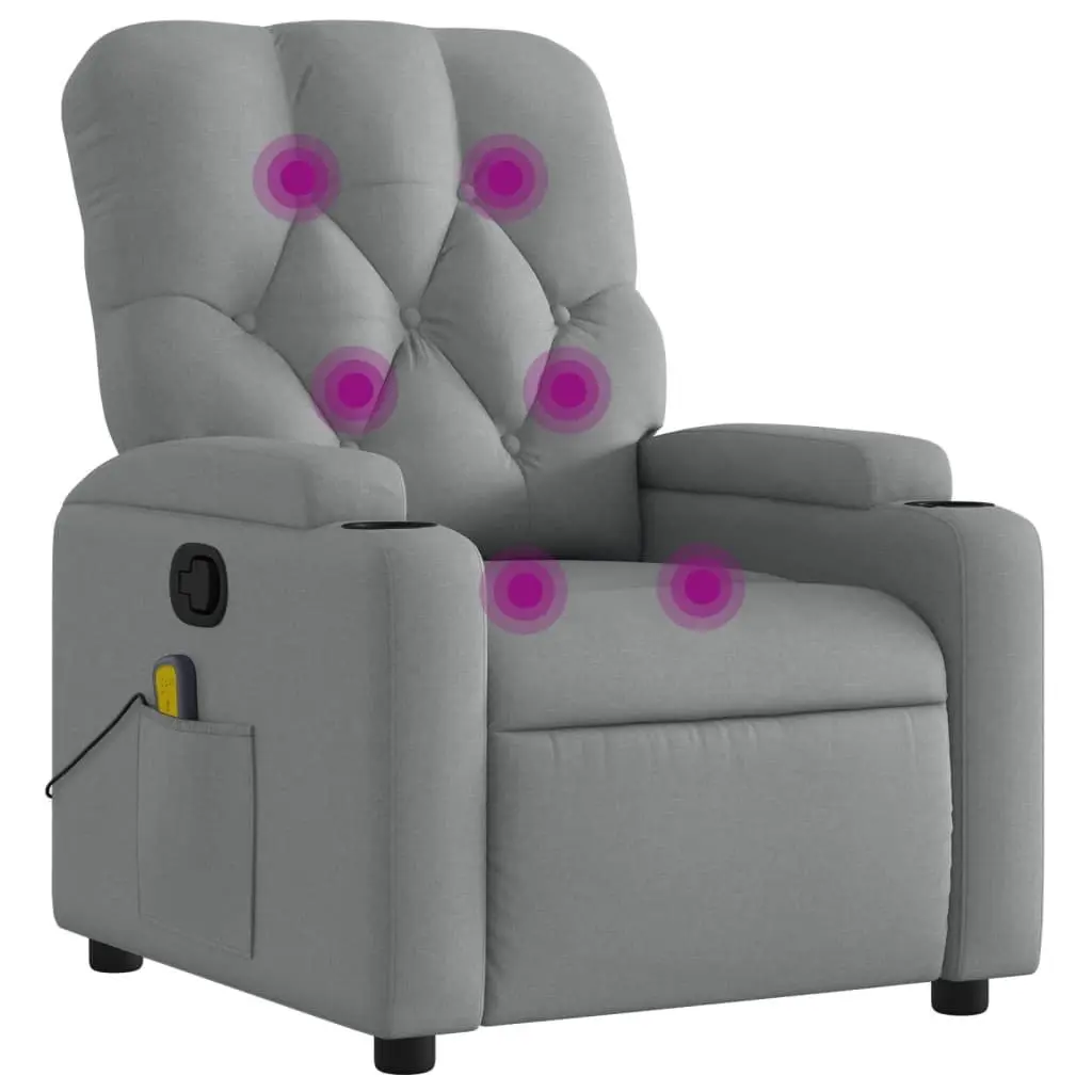 Grey Fabric Massage Recliner Armchair