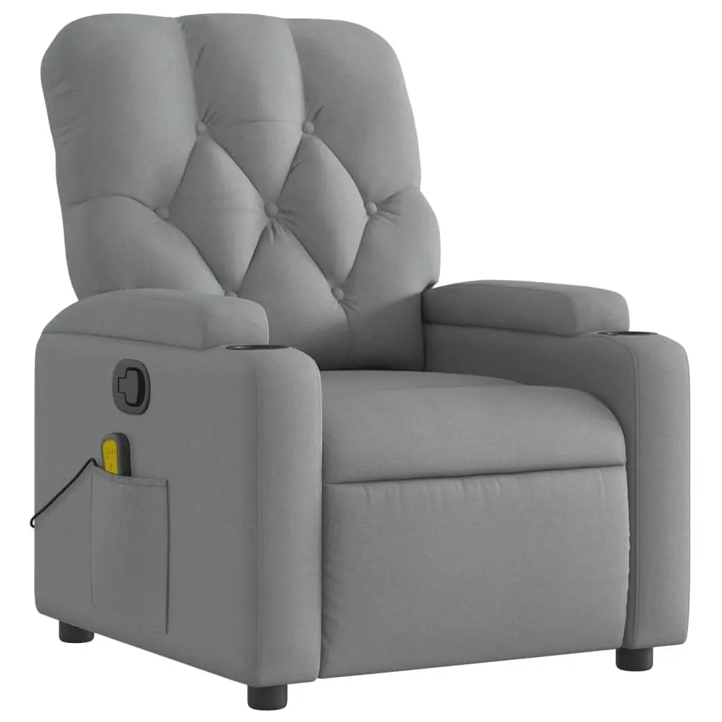 Grey Fabric Massage Recliner Armchair