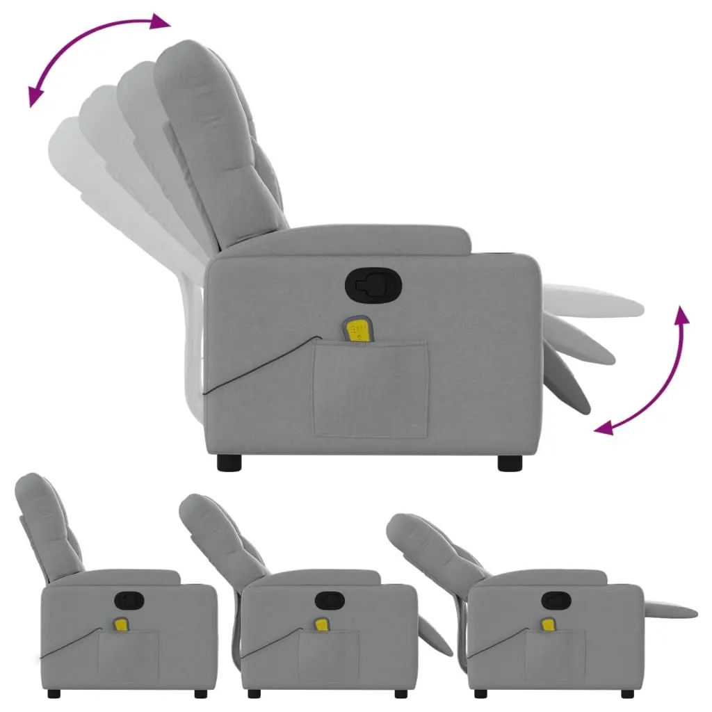 Grey Fabric Massage Recliner Armchair
