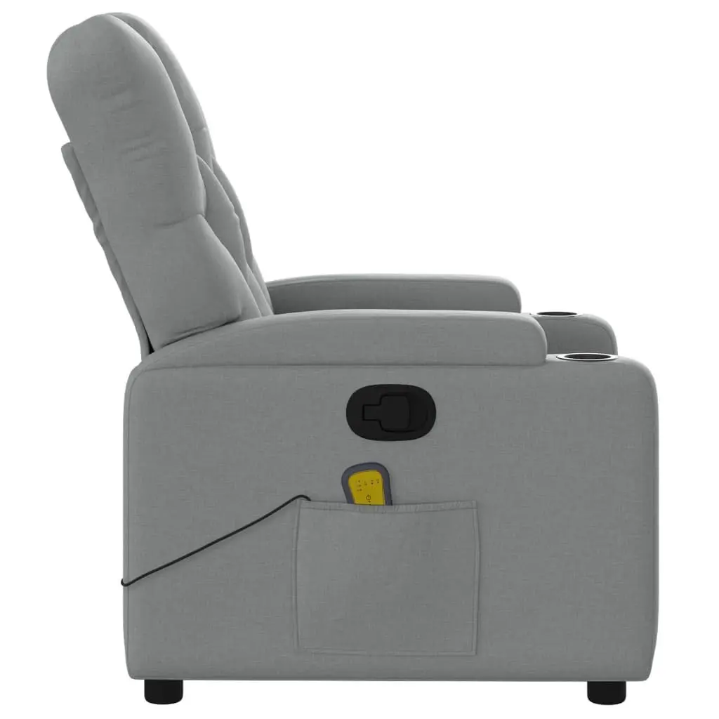 Grey Fabric Massage Recliner Armchair