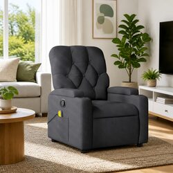 Massage Recliner Chair Specifications: Grey Fabric & Manual Control