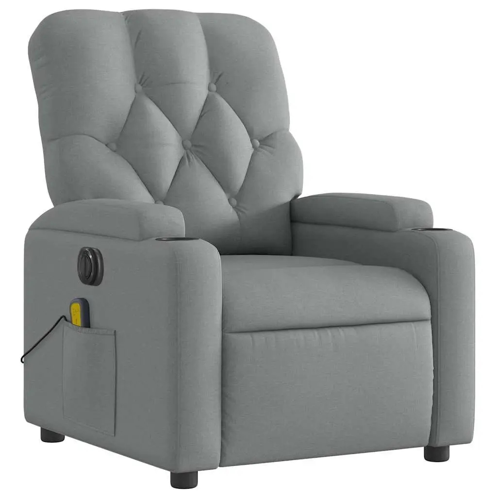 Electric Massage Recliner Chair for Living Room Grey Fabric