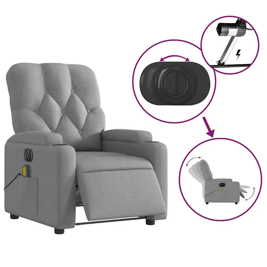 Electric Massage Recliner Chair for Living Room Grey Fabric