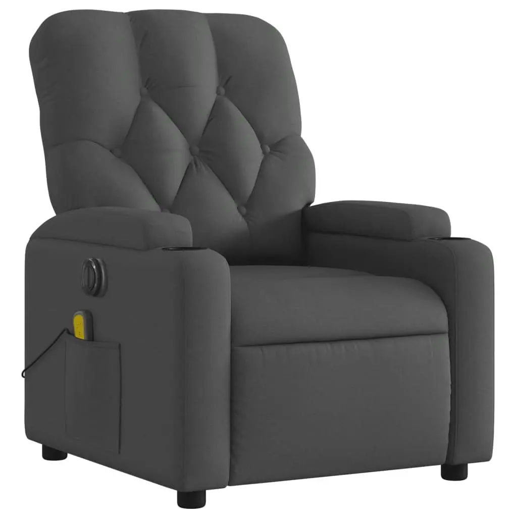 Electric Massage Recliner Chair for Home Grey Fabric 135 Degrees