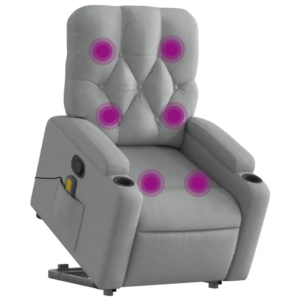 Electric Massage Recliner Chair for Elderly Grey Fabric 135 Degrees