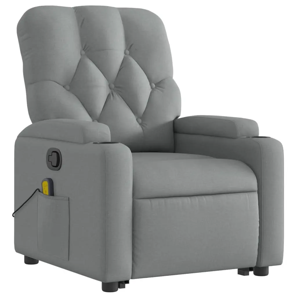 Electric Massage Recliner Chair for Elderly Grey Fabric 135 Degrees