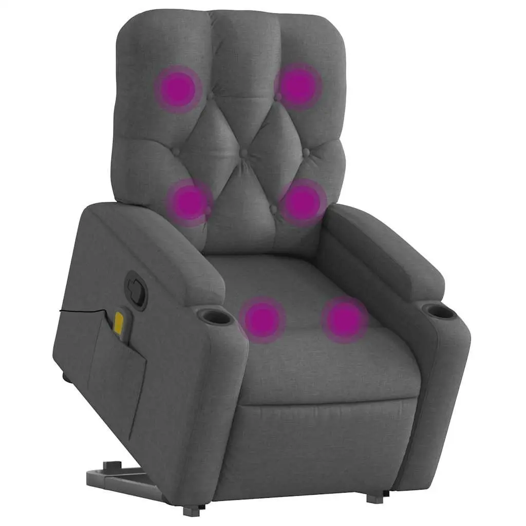 Stand Up Massage Recliner Chair for Living Room Grey Fabric Power Lift Manual Recline