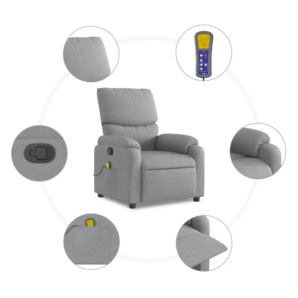 Grey Fabric Massage Recliner Chair