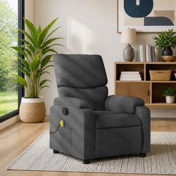 Grey Fabric Manual Recliner Chair - Specifications Included