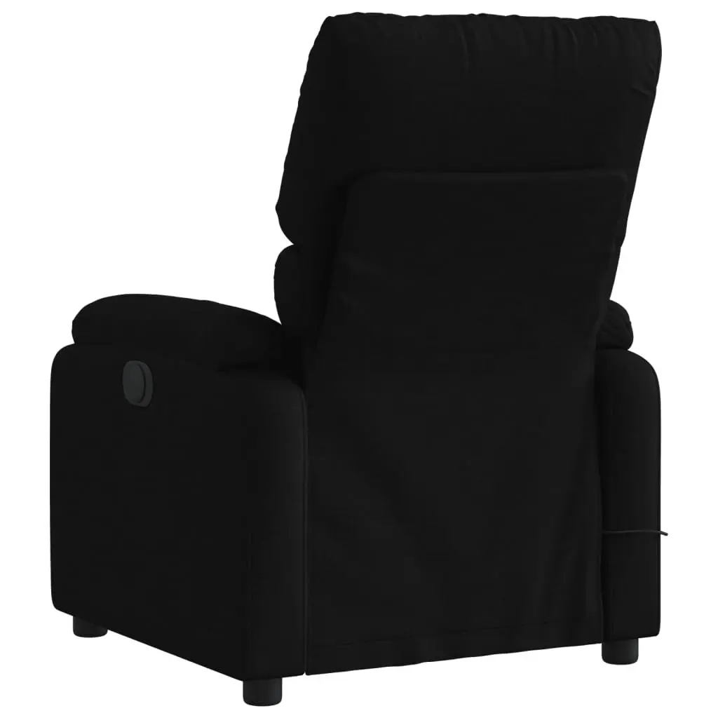 Manual Recline Massage Chair Fabric Armchair Black 6 Vibration Points