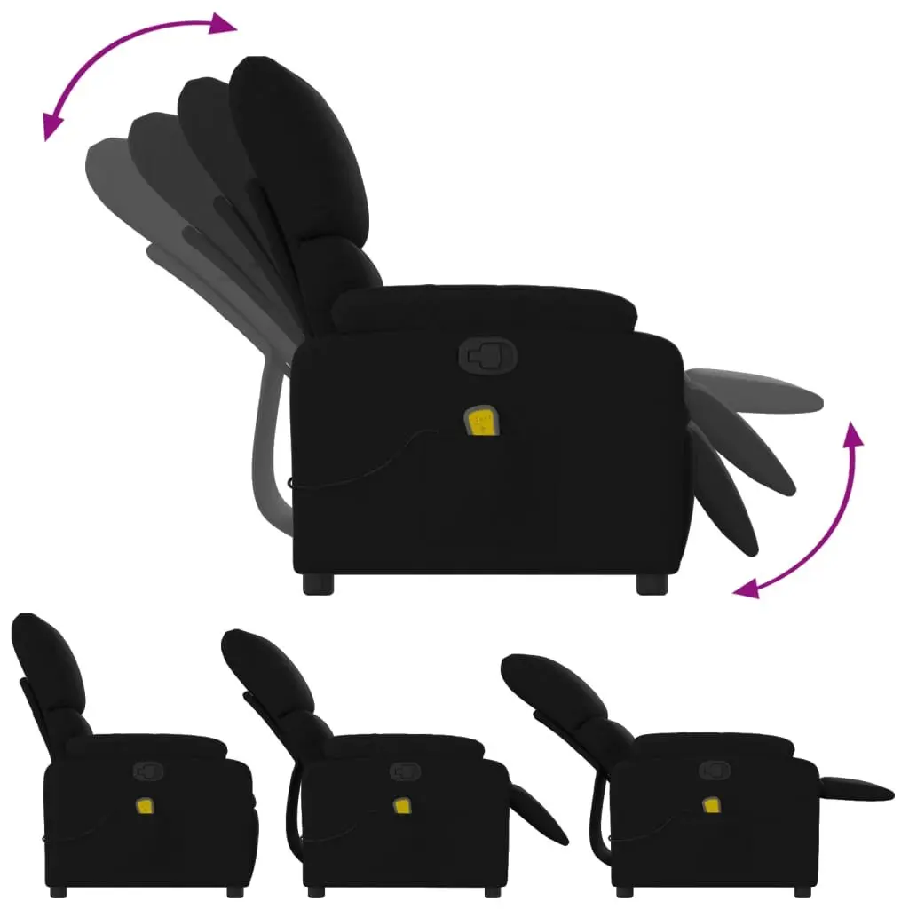 Manual Recline Massage Chair Fabric Armchair Black 6 Vibration Points