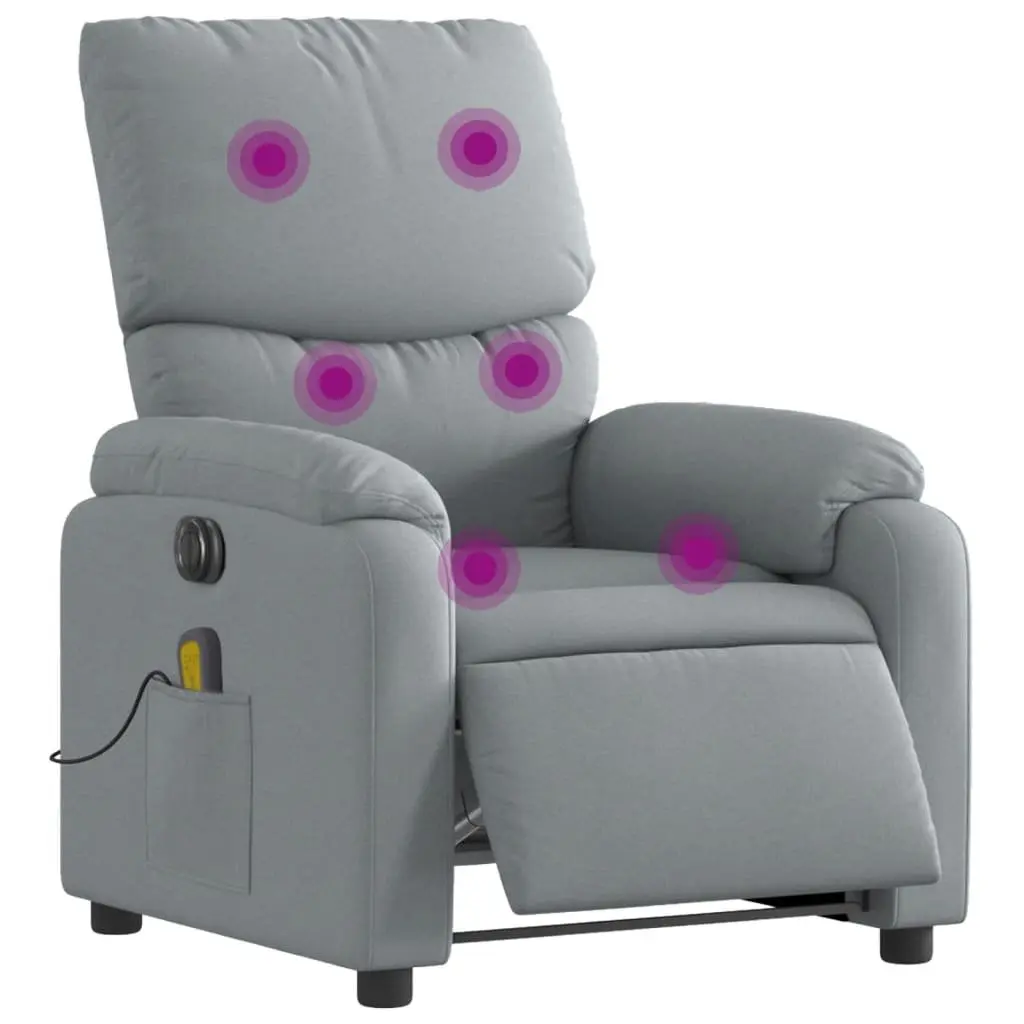 Electric Massage Recliner Chair for Lounge Grey Fabric 135 Degrees