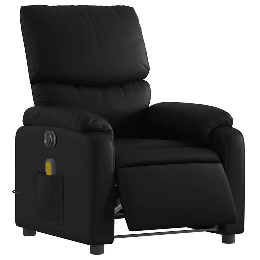 Electric Massage Recliner Chair for Living Room Black Faux Leather 135 Degrees