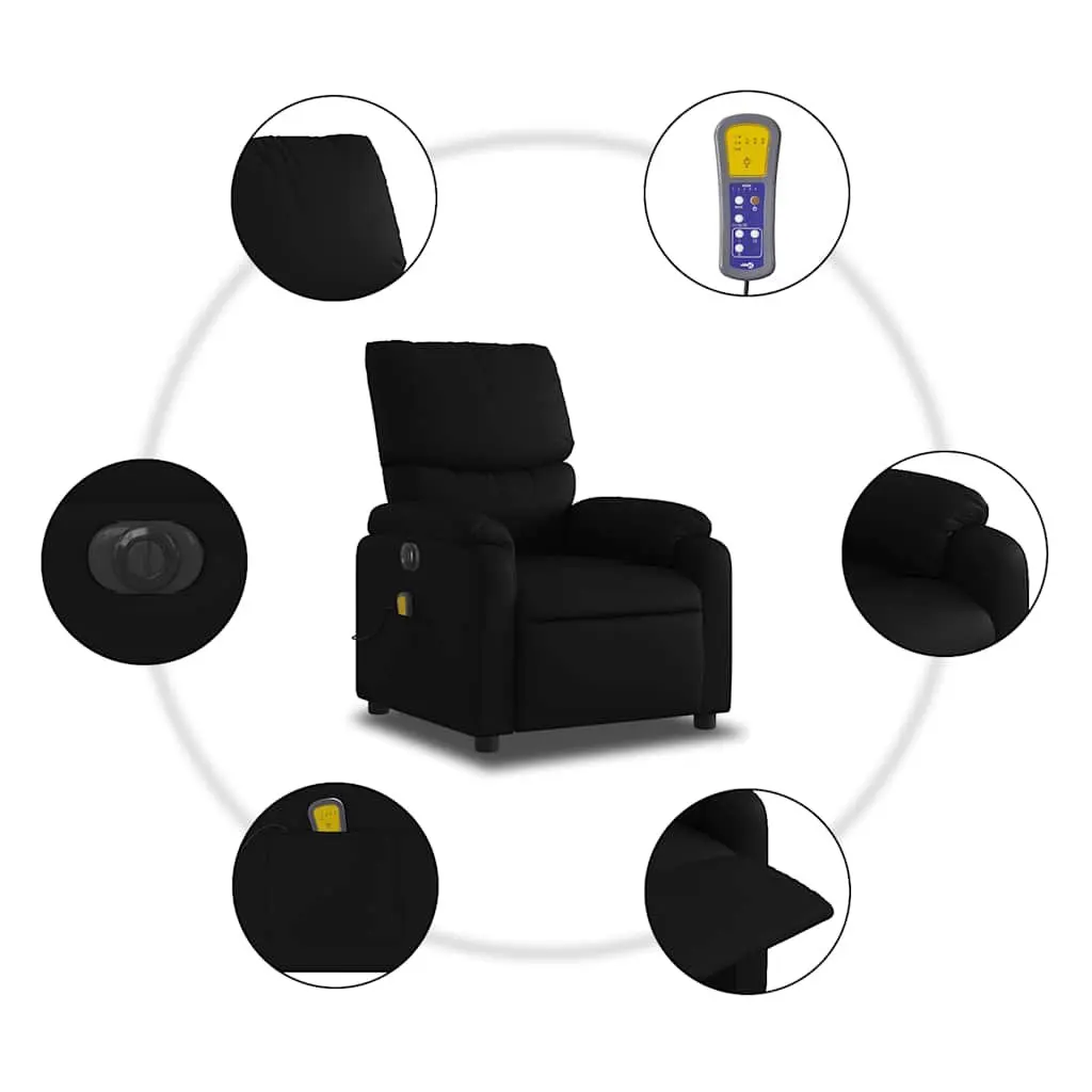 Electric Massage Recliner Chair for Living Room Black Faux Leather 135 Degrees