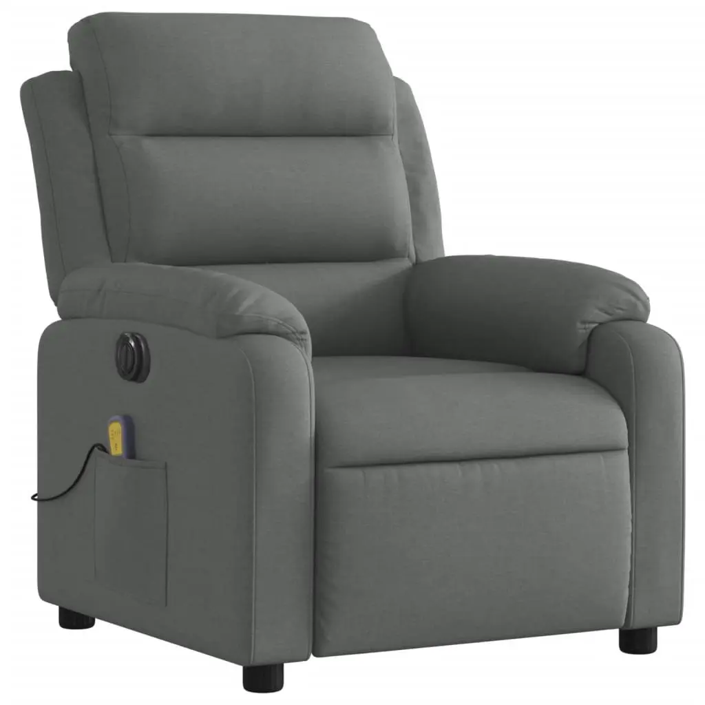 Electric Massage Recliner Chair for Living Room Grey Fabric 135 Degrees