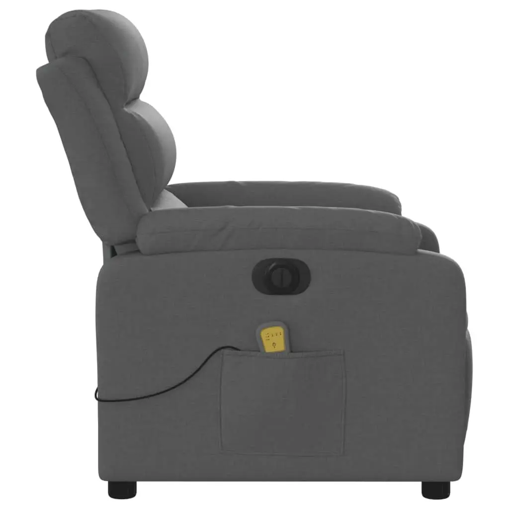 Electric Massage Recliner Chair for Living Room Grey Fabric 135 Degrees