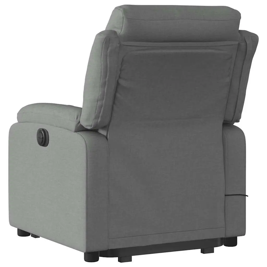 Stand Up Massage Recliner Chair Grey Fabric Power Lift Electric Armchair Elderly