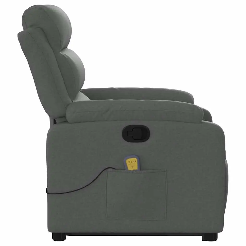 Stand Up Massage Recliner Chair Grey Fabric Power Lift Electric Armchair Elderly