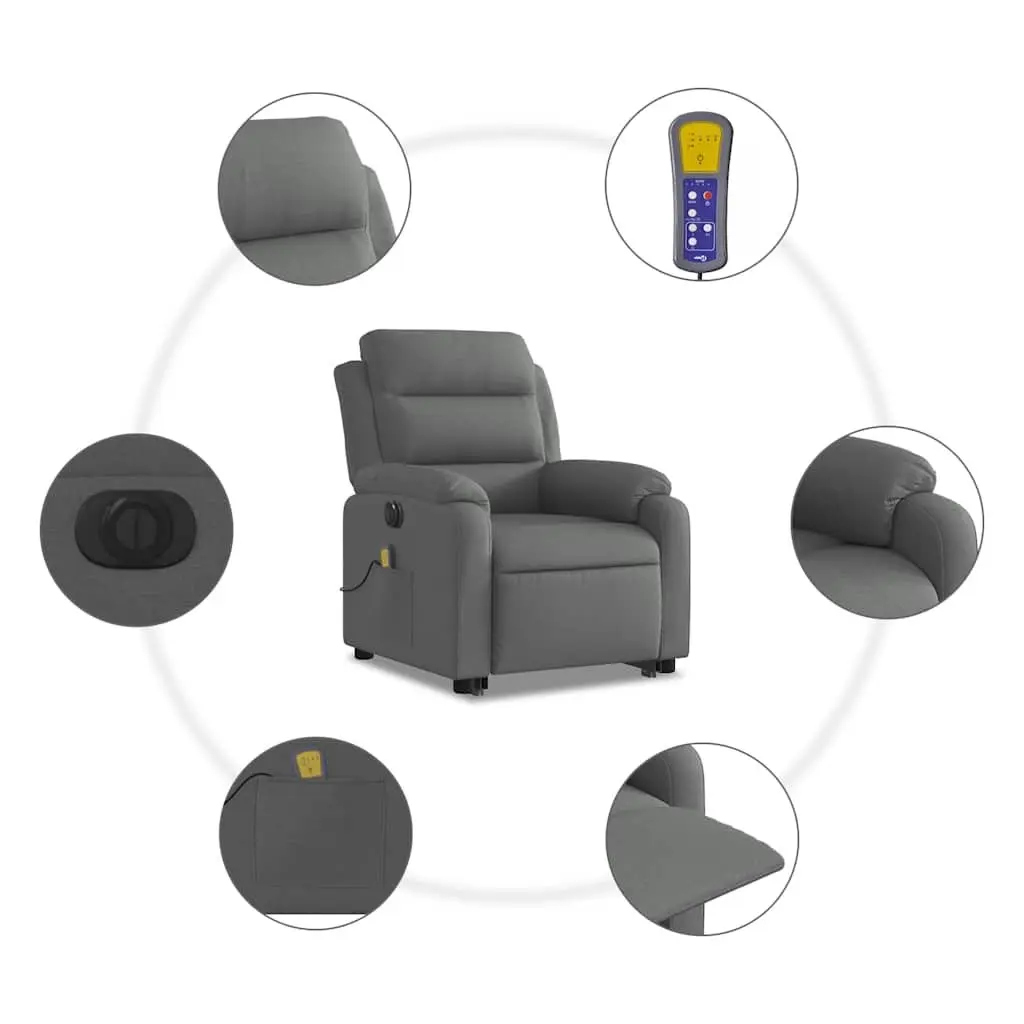 Electric Massage Recliner Chair for Living Room Grey Fabric
