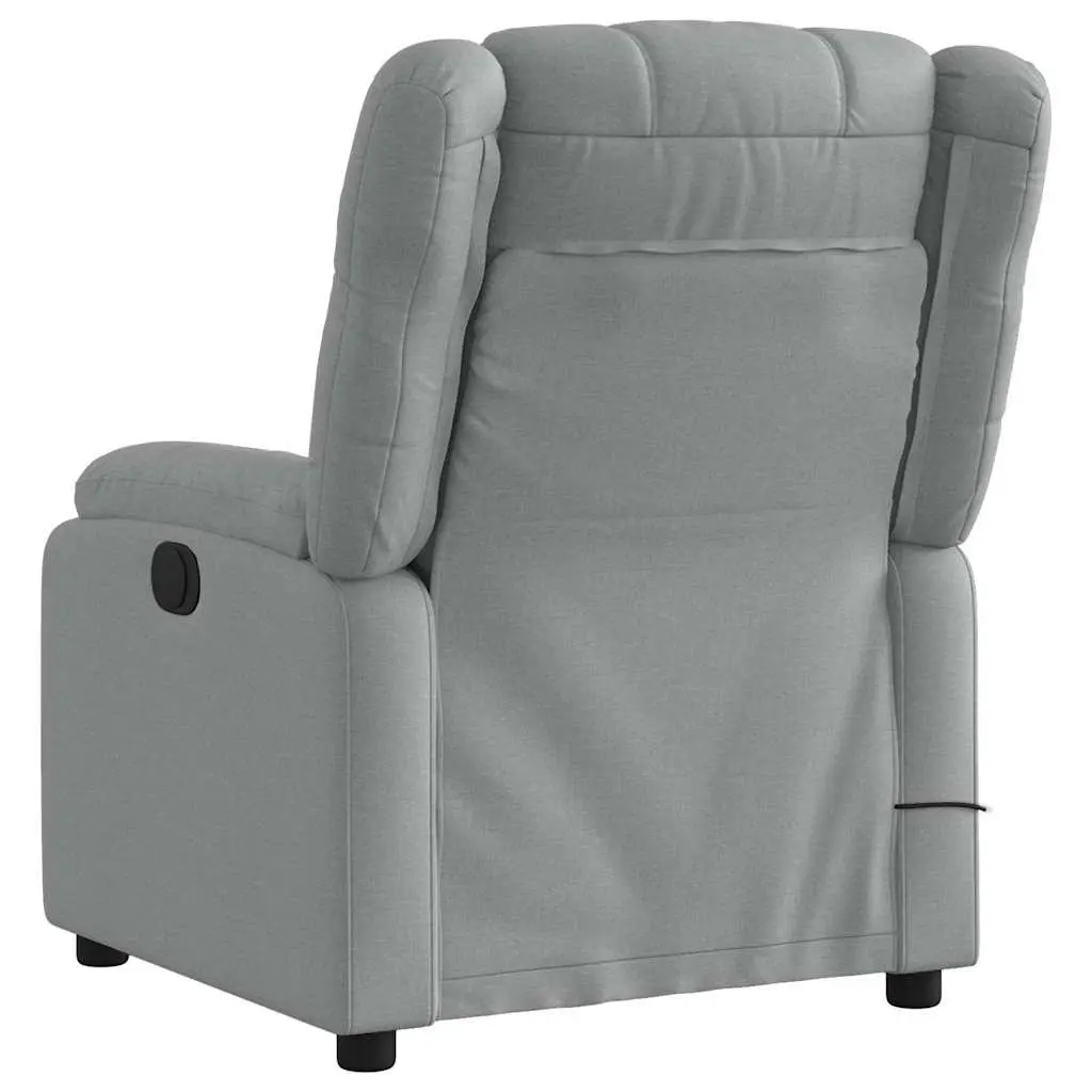 Massage Recliner Chair for Living Room Grey Fabric Manual Recline Vibration Armchair
