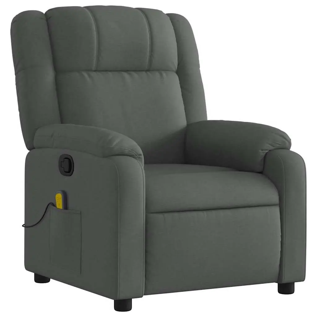 Massage Recliner Chair for Living Room Grey Fabric Manual Reclining with Vibration Massage Function