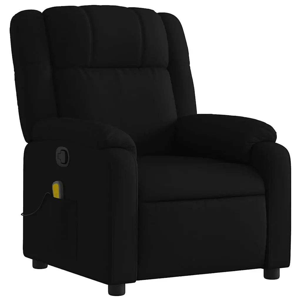 Massage Recliner Chair for Living Room Black Fabric Manual Reclining 6 Vibration Points