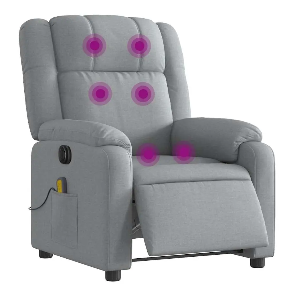 Electric Massage Recliner Chair for Living Room Grey Fabric 135 Degrees