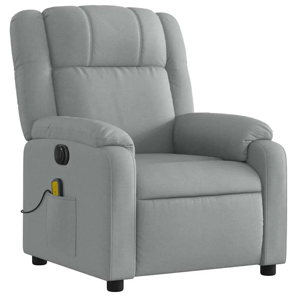 Electric Massage Recliner Chair for Living Room Grey Fabric 135 Degrees