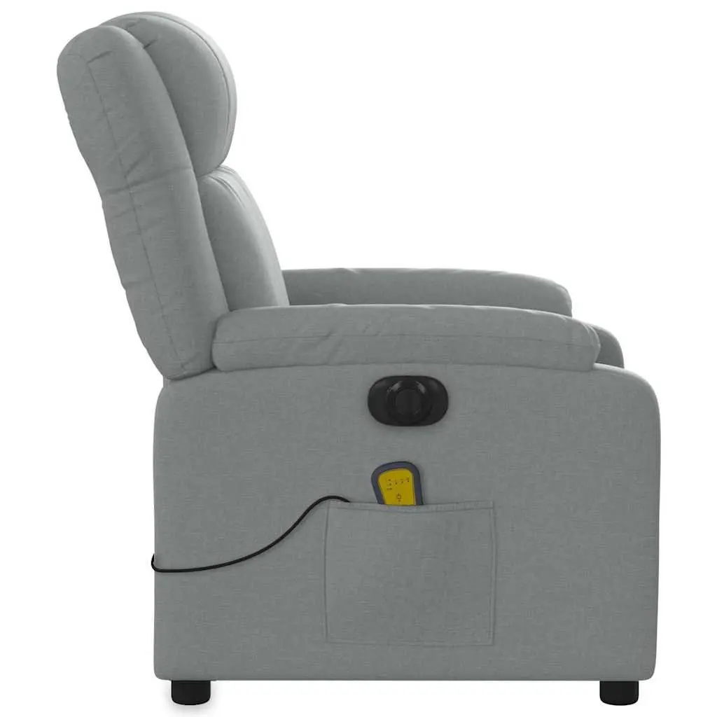 Electric Massage Recliner Chair for Living Room Grey Fabric 135 Degrees
