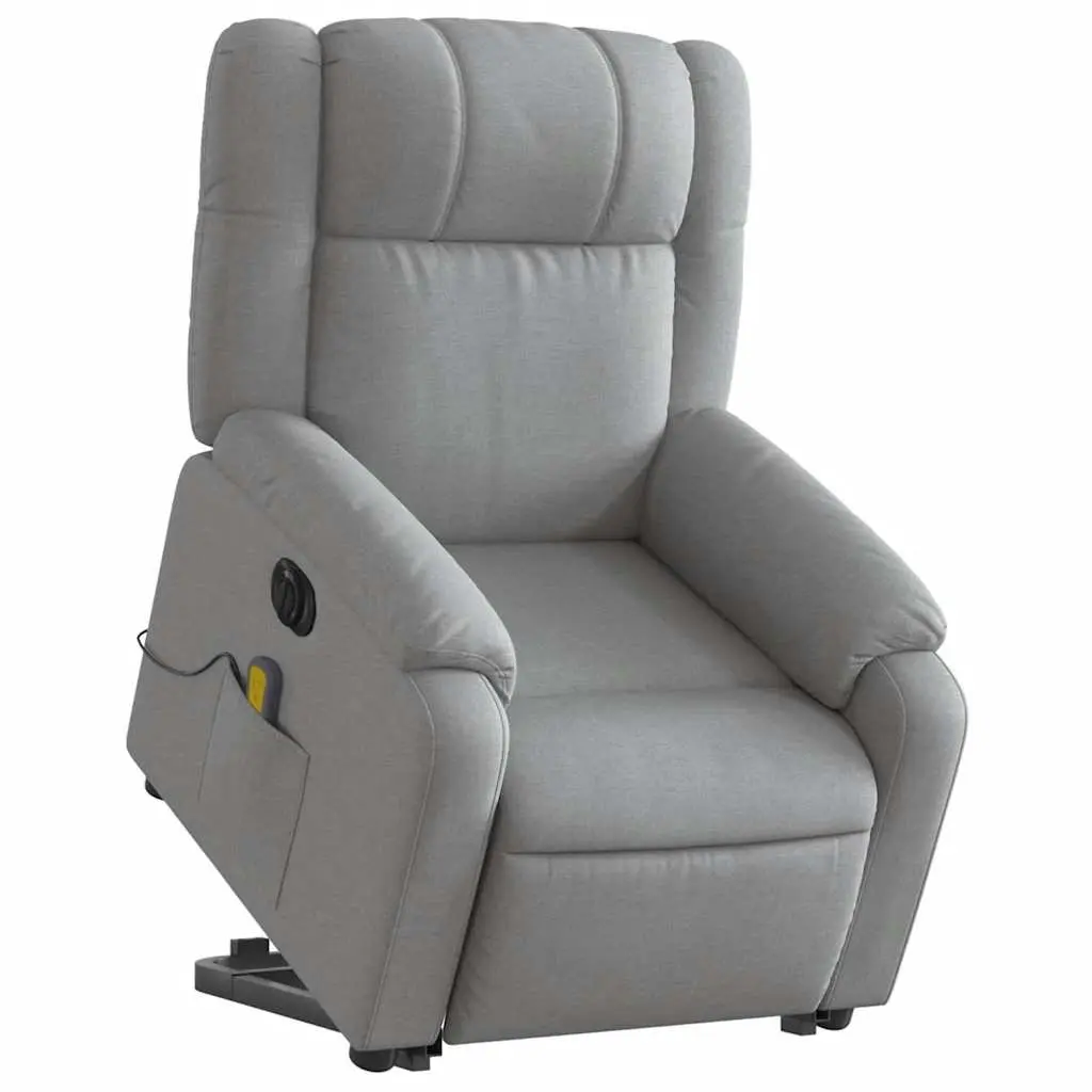 Electric Massage Chair for Living Room Grey Fabric Power Lift Recline