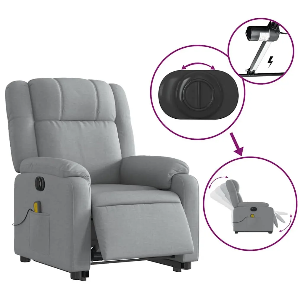 Electric Massage Chair for Living Room Grey Fabric Power Lift Recline
