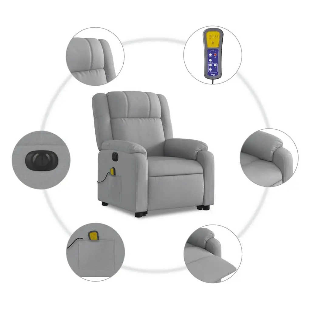 Electric Massage Chair for Living Room Grey Fabric Power Lift Recline
