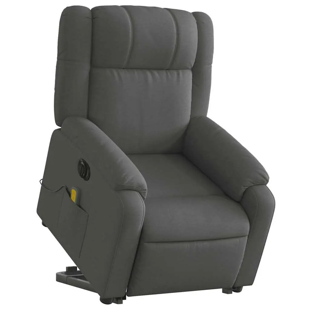 Electric Stand Up Massage Recliner Chair Grey Fabric Power Lift Vibration