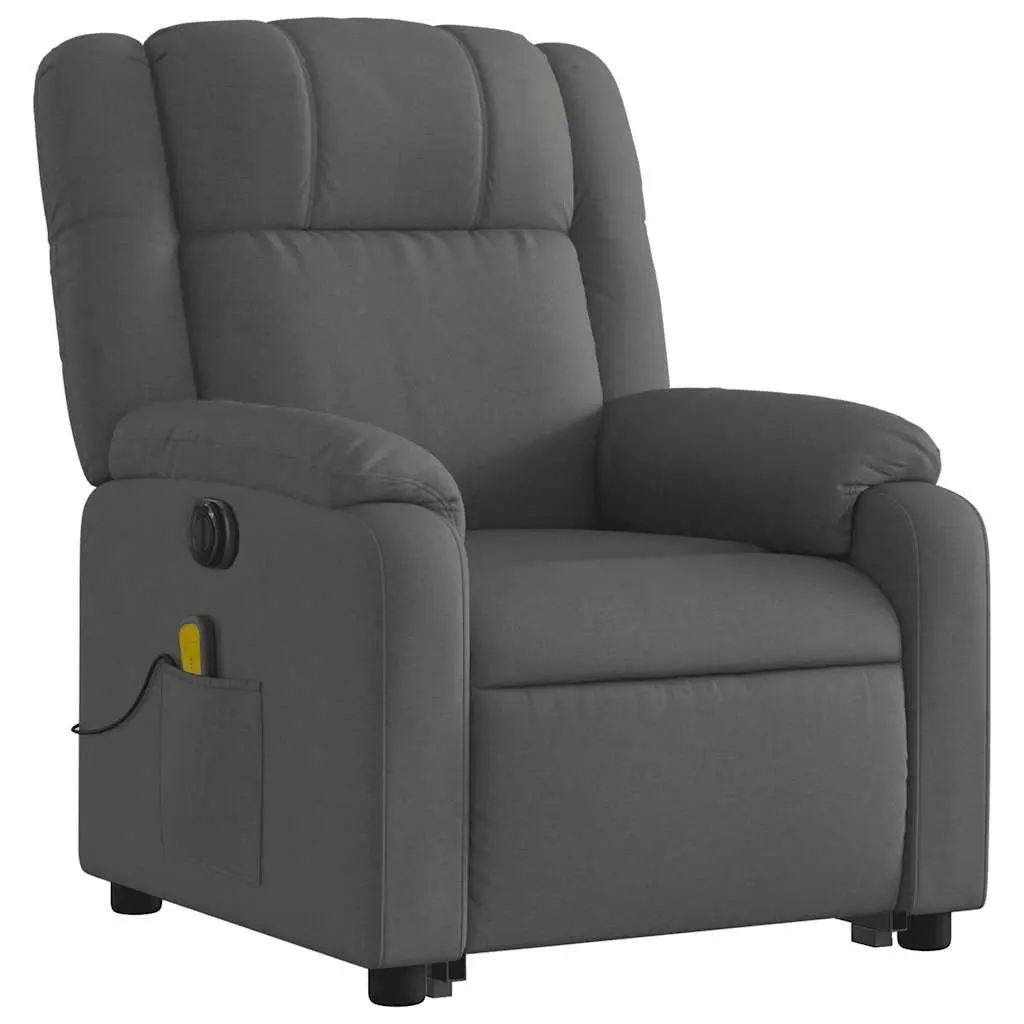 Electric Stand Up Massage Recliner Chair Grey Fabric Power Lift Vibration