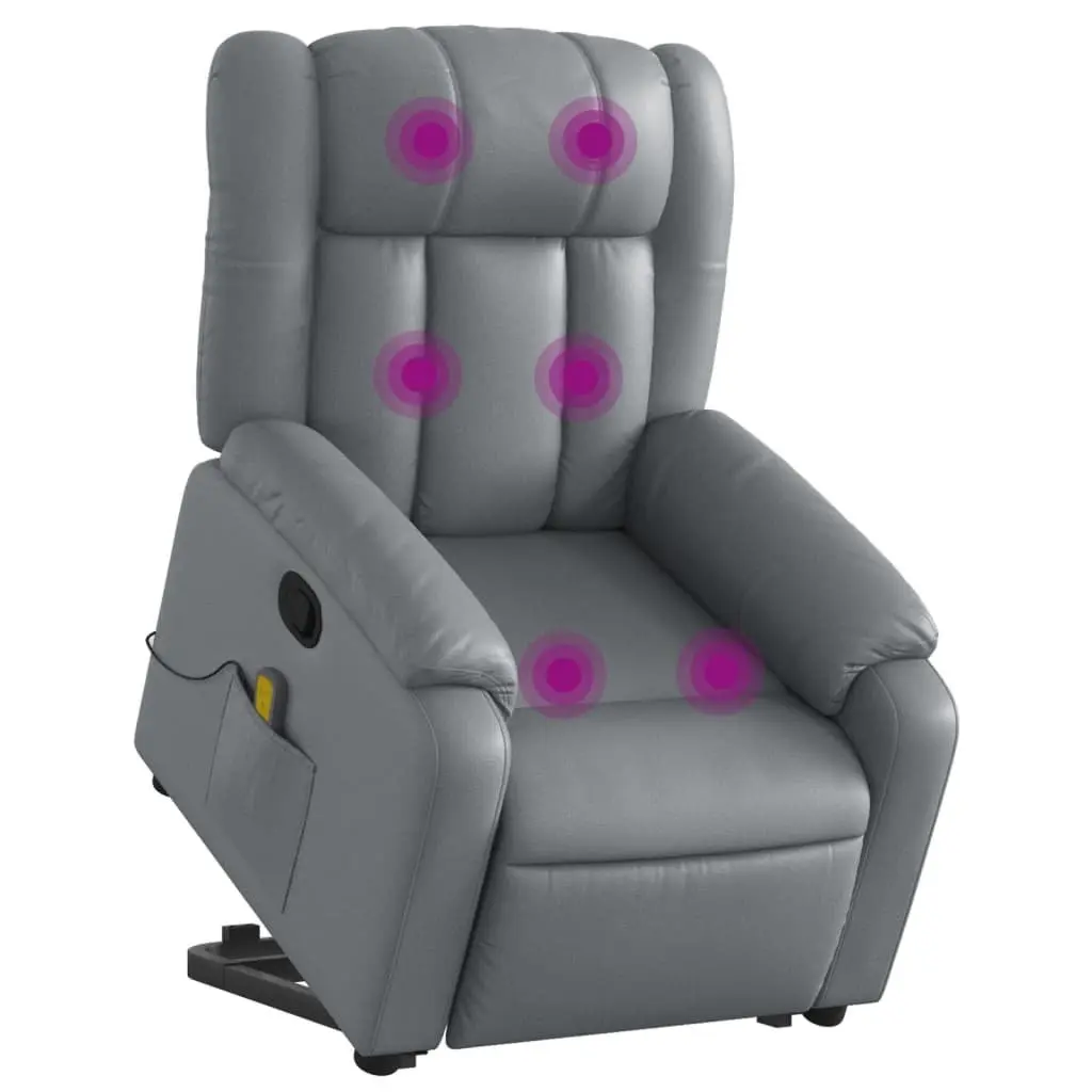 Electric Massage Recliner Chair for Home or Office Grey Faux Leather