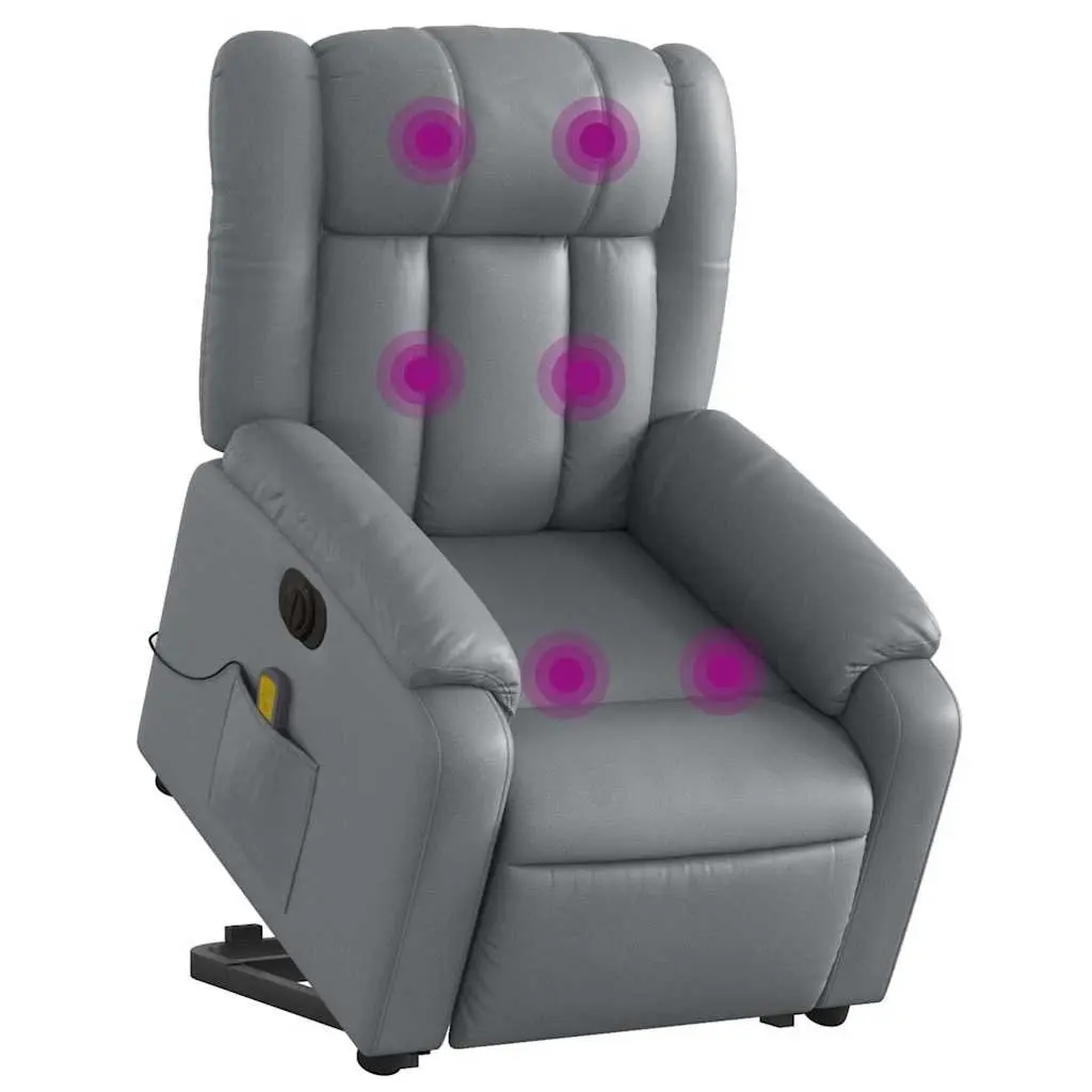 Grey Faux Leather Electric Recliner