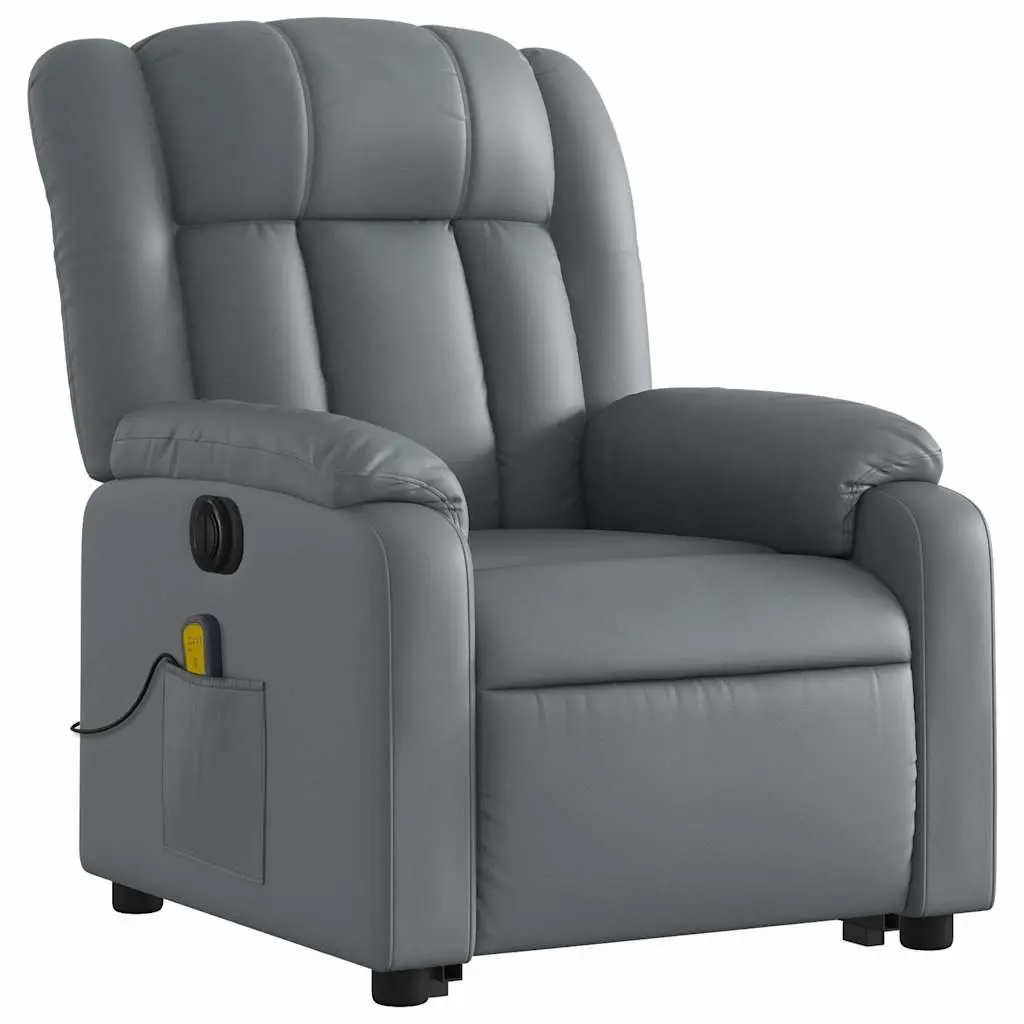 Grey Faux Leather Electric Recliner