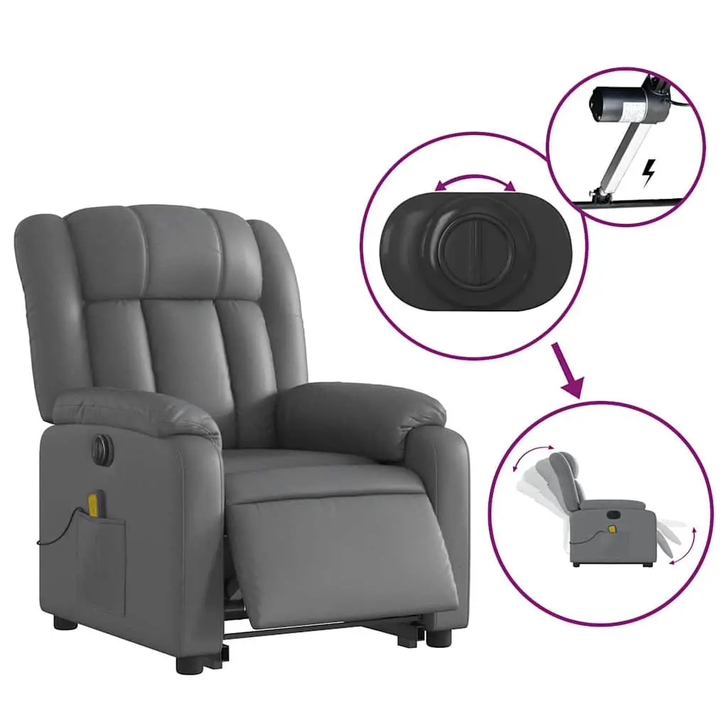 Grey Faux Leather Electric Recliner