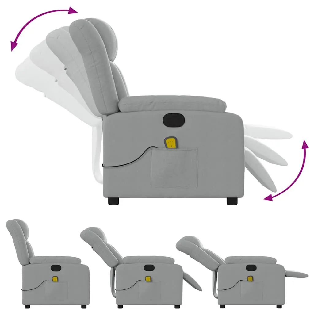 Massage Recliner Chair for Living Room Light Grey Fabric Manual Recline